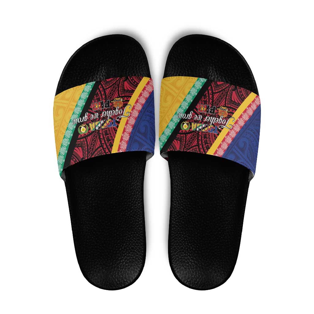 Love Torba PNG Day Slide Sandals Together We Grow LT05 Colorful - Polynesian Pride