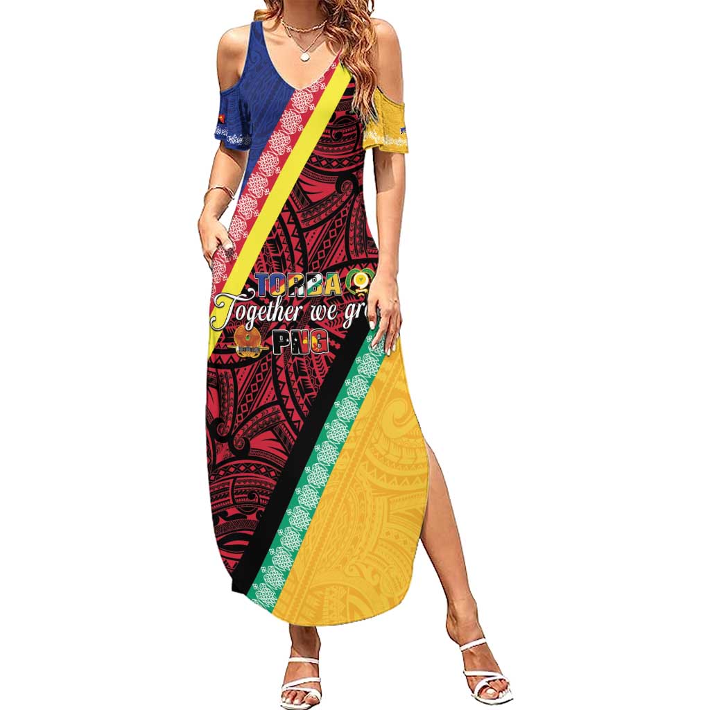 Love Torba PNG Day Summer Maxi Dress Together We Grow LT05 Women Colorful - Polynesian Pride
