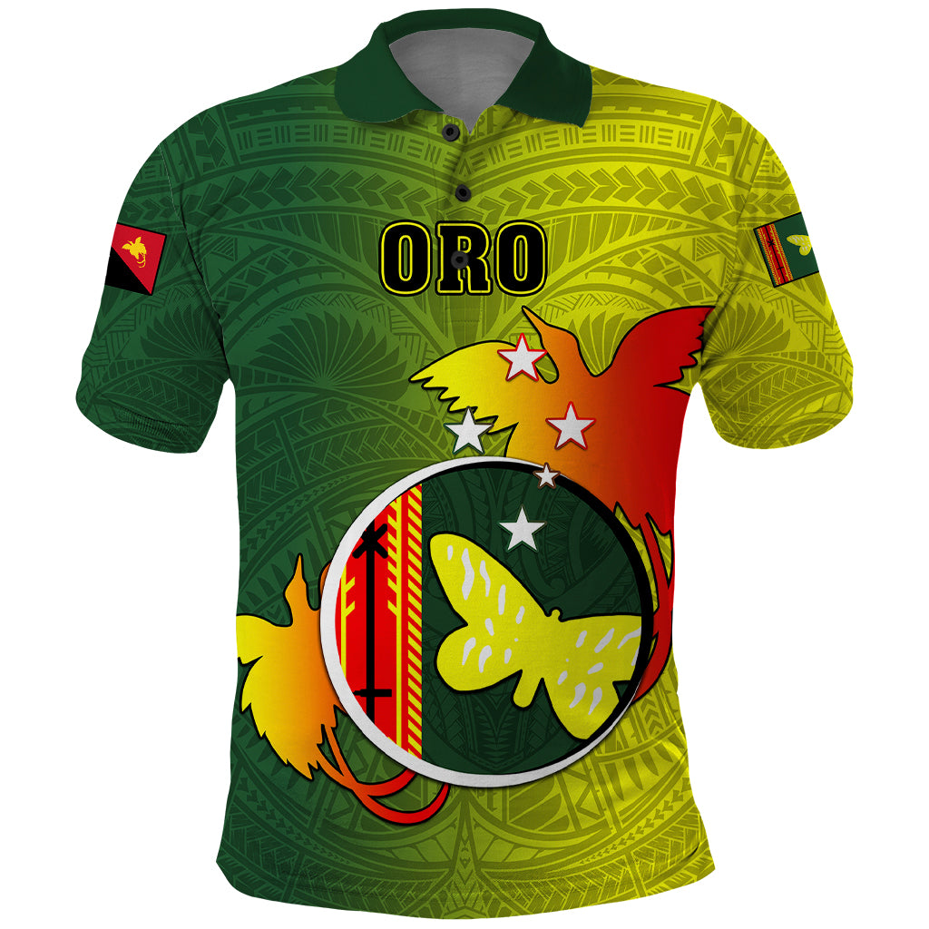 Personalized Papua New Guinea Oro Province Polo Shirt Mix Coat Of Arms Polynesian Pattern LT05 Yellow - Polynesian Pride