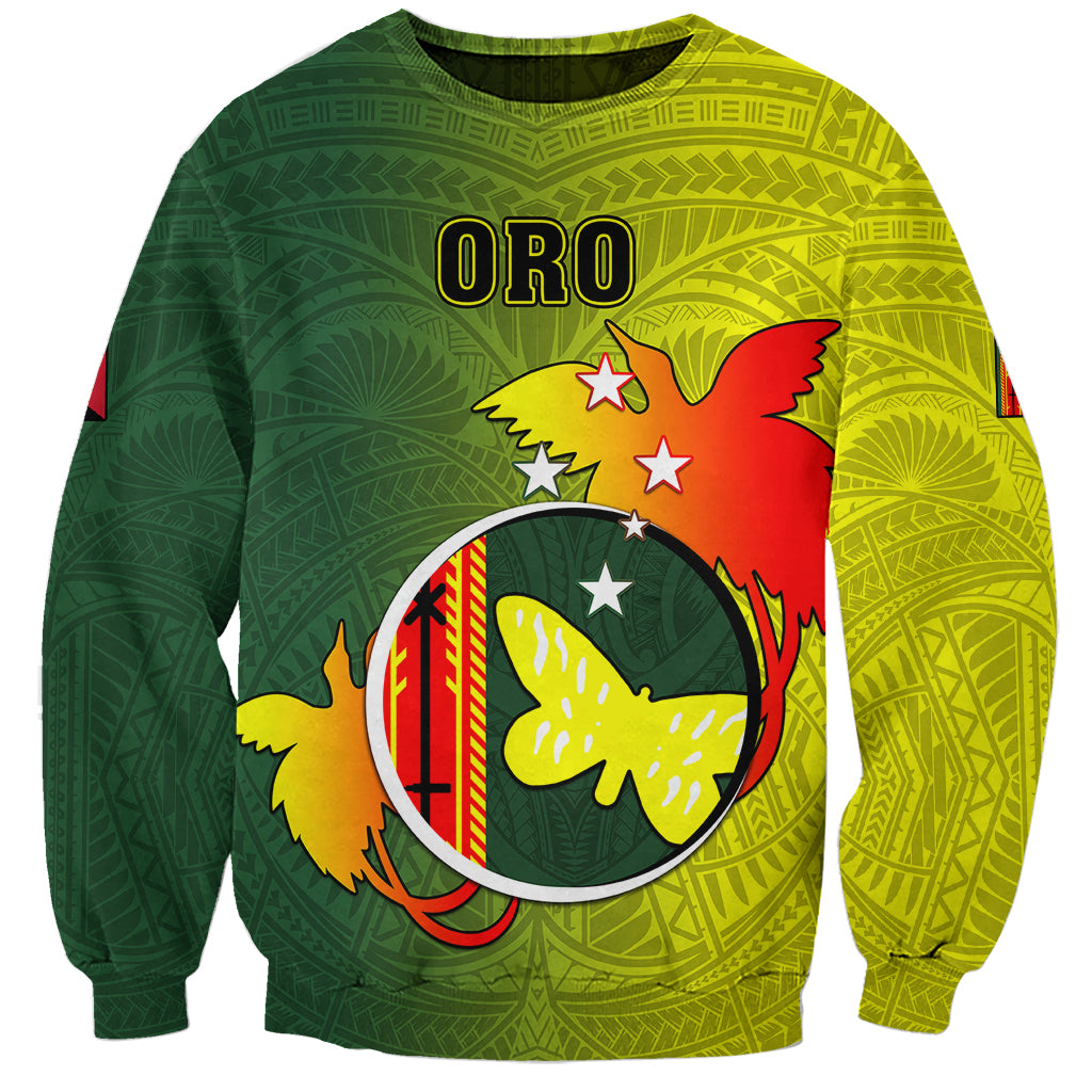 Personalized Papua New Guinea Oro Province Sweatshirt Mix Coat Of Arms Polynesian Pattern LT05 Unisex Yellow - Polynesian Pride