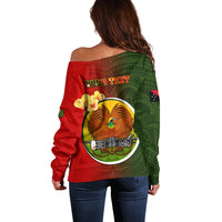 Personalized Papua New Guinea Eastern Highlands Province Off Shoulder Sweater Mix Coat Of Arms Polynesian Pattern LT05 - Polynesian Pride