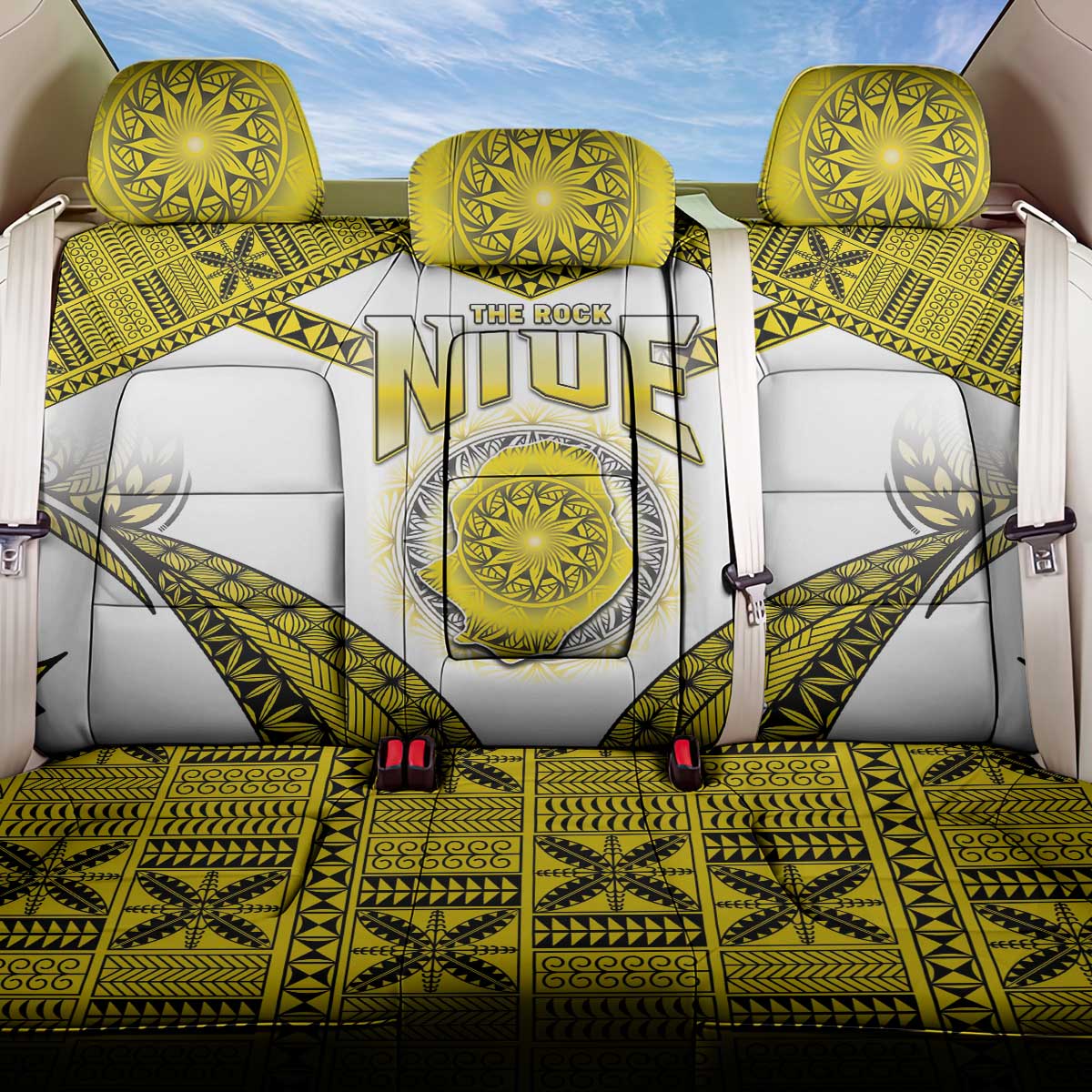 Niue The Rock Of Polynesia Back Car Seat Cover Peniamina Gospel Day Yellow Version LT05 One Size Yellow - Polynesian Pride