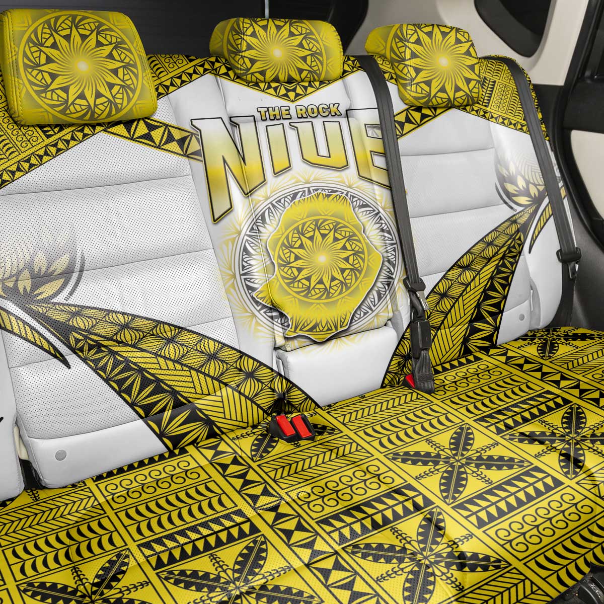 Niue The Rock Of Polynesia Back Car Seat Cover Peniamina Gospel Day Yellow Version LT05 - Polynesian Pride