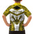 Personalised Niue The Rock Of Polynesia Family Matching Off The Shoulder Long Sleeve Dress and Hawaiian Shirt Peniamina Gospel Day Yellow Version