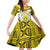 Personalised Niue The Rock Of Polynesia Family Matching Off Shoulder Short Dress and Hawaiian Shirt Peniamina Gospel Day Yellow Version