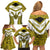 Personalised Niue The Rock Of Polynesia Family Matching Off Shoulder Short Dress and Hawaiian Shirt Peniamina Gospel Day Yellow Version