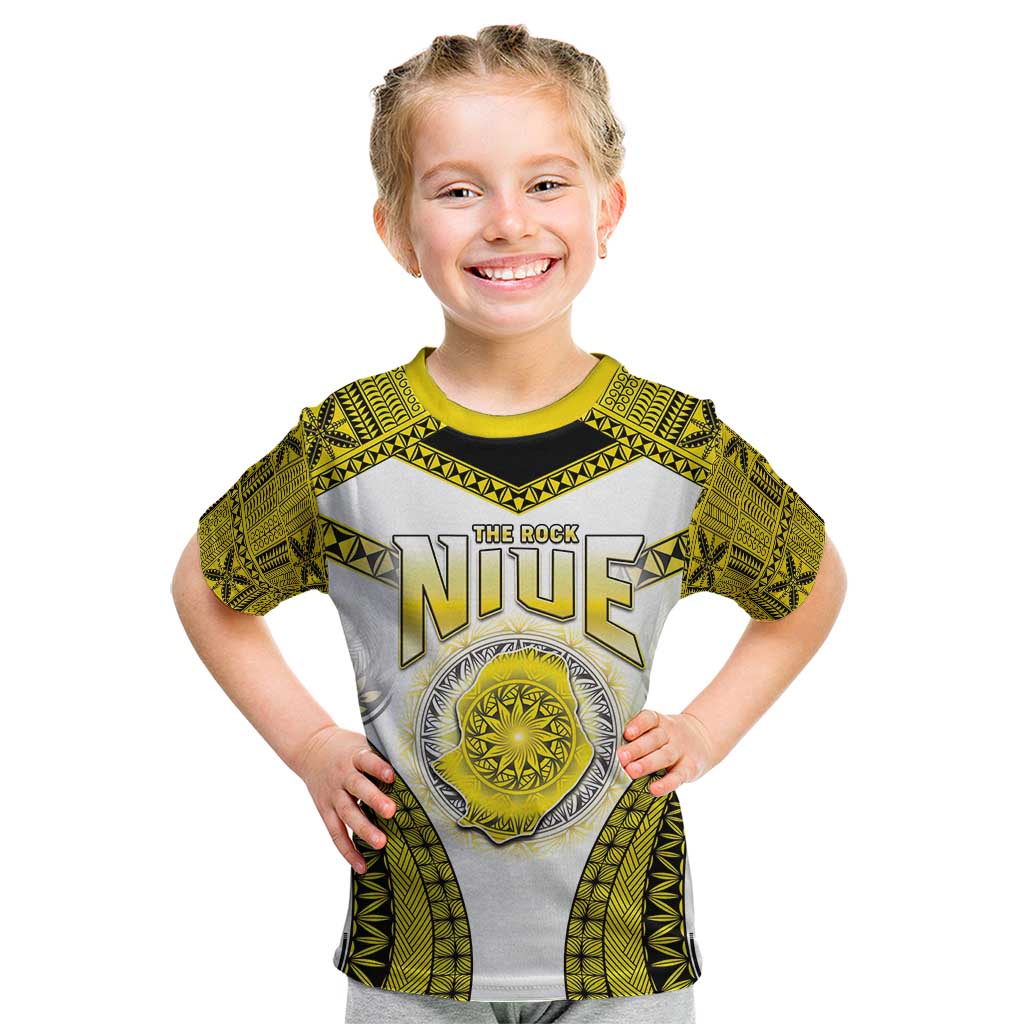 Personalised Niue The Rock Of Polynesia Kid T Shirt Peniamina Gospel Day Yellow Version