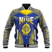 Personalised Niue The Rock Of Polynesia Baseball Jacket Peniamina Gospel Day Blue Version LT05 Unisex Blue - Polynesian Pride