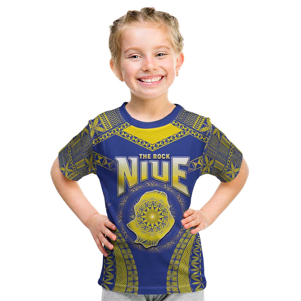 Personalised Niue The Rock Of Polynesia Kid T Shirt Peniamina Gospel Day Blue Version