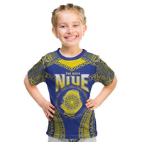 Personalised Niue The Rock Of Polynesia Kid T Shirt Peniamina Gospel Day Blue Version LT05 Blue - Polynesian Pride
