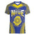 Personalised Niue The Rock Of Polynesia Women V-Neck T-Shirt Peniamina Gospel Day Blue Version