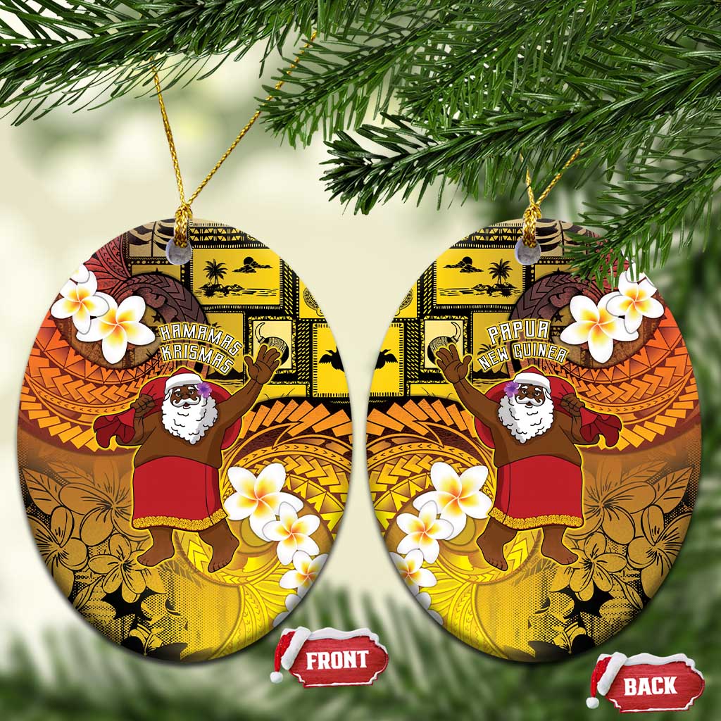 Papua New Guinea Retro Christmas Ceramic Ornament Hamamas Krismas LT05 Oval Colorful - Polynesian Pride