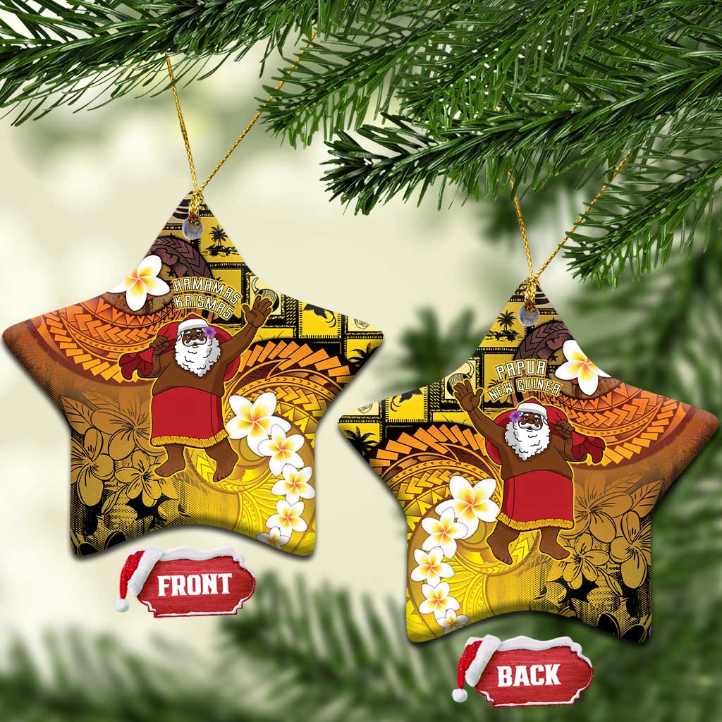 Papua New Guinea Retro Christmas Ceramic Ornament Hamamas Krismas LT05 Star Colorful - Polynesian Pride