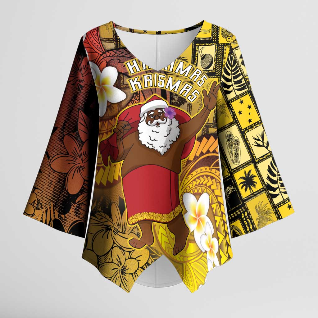 Papua New Guinea Retro Christmas Kimono Sleeve Blouse Hamamas Krismas LT05 Female Colorful - Polynesian Pride
