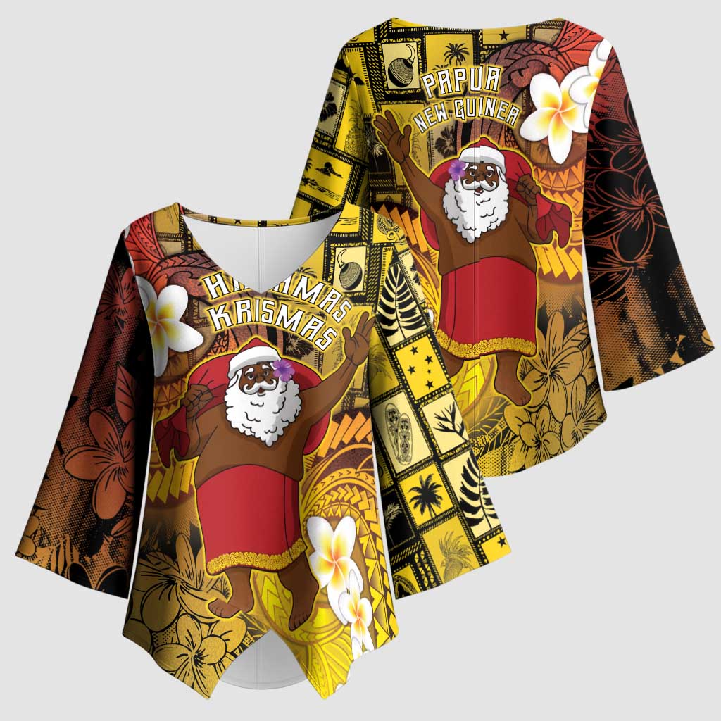 Papua New Guinea Retro Christmas Kimono Sleeve Blouse Hamamas Krismas LT05 - Polynesian Pride