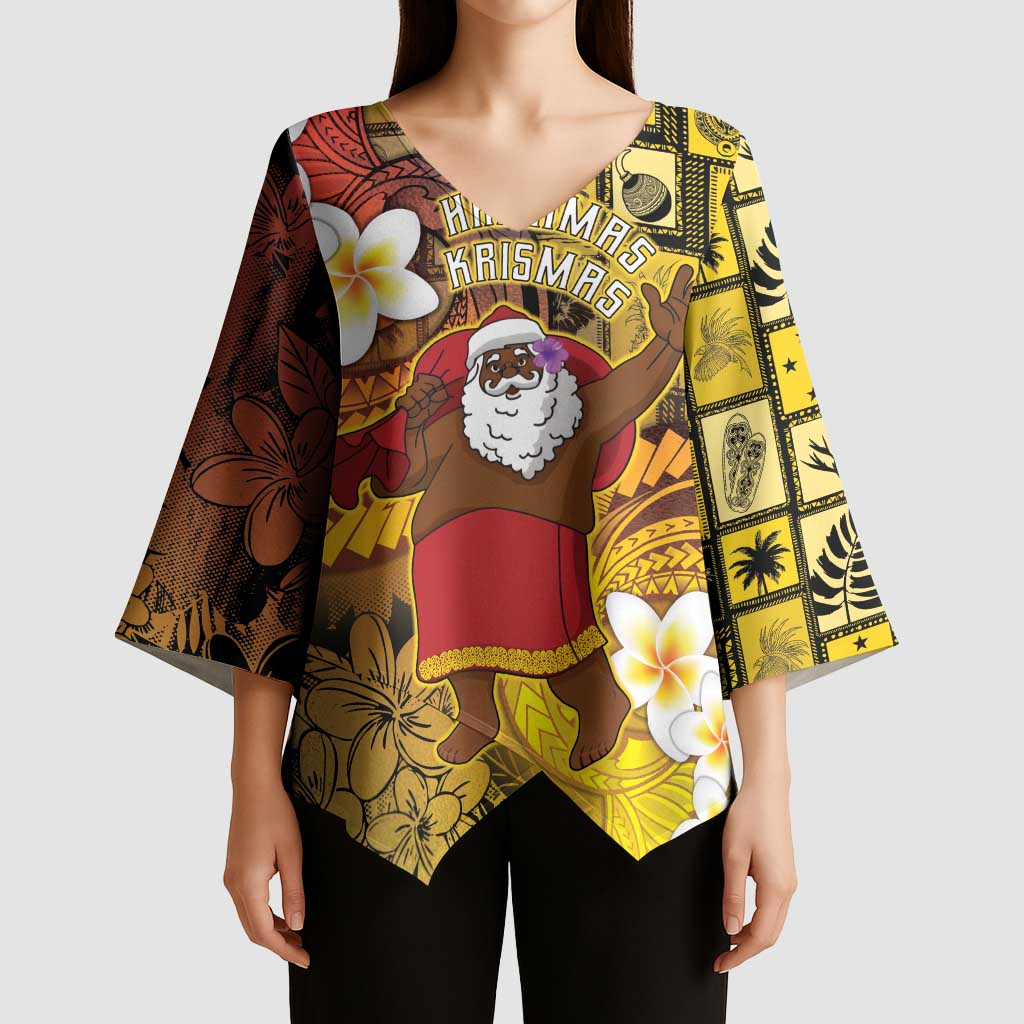 Papua New Guinea Retro Christmas Kimono Sleeve Blouse Hamamas Krismas LT05 - Polynesian Pride