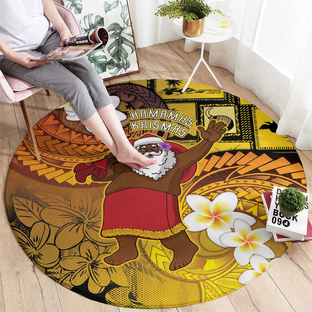 Papua New Guinea Retro Christmas Round Carpet Hamamas Krismas LT05 - Polynesian Pride