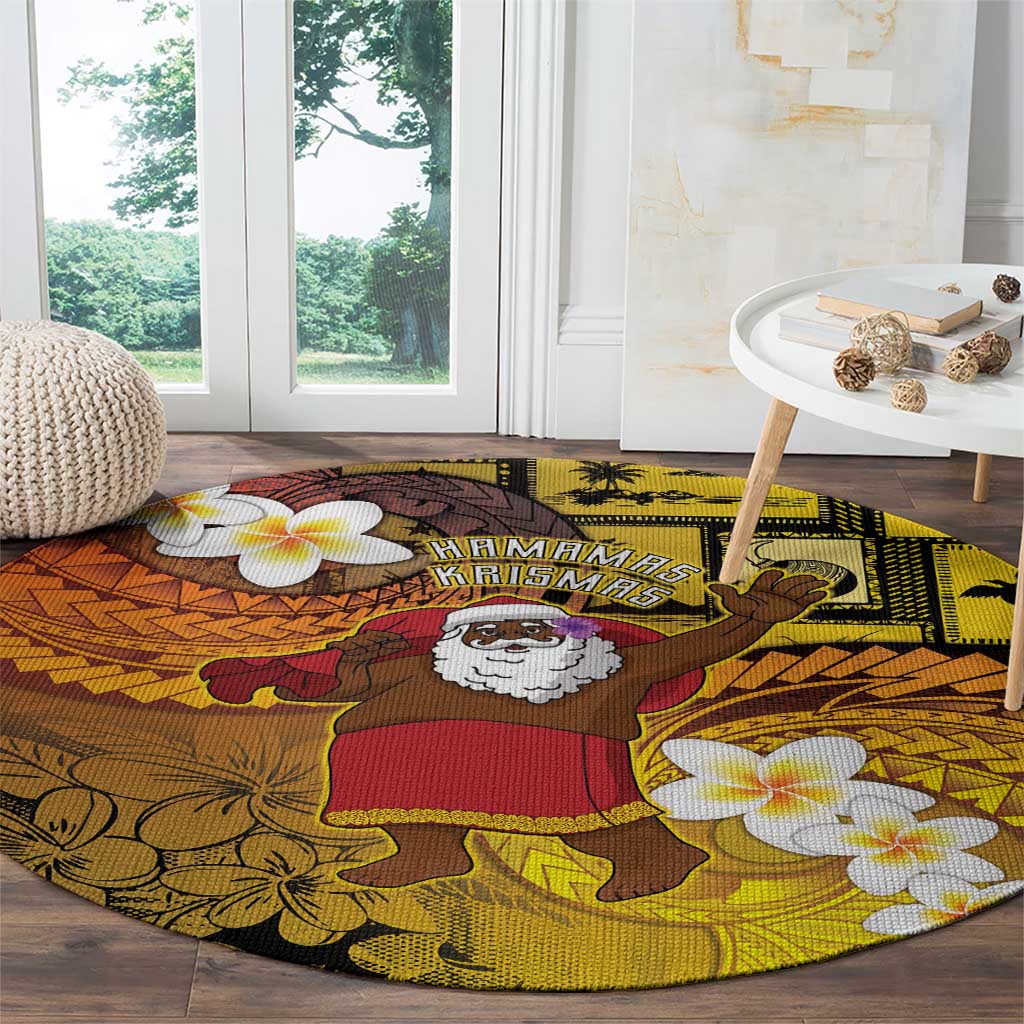 Papua New Guinea Retro Christmas Round Carpet Hamamas Krismas LT05 - Polynesian Pride