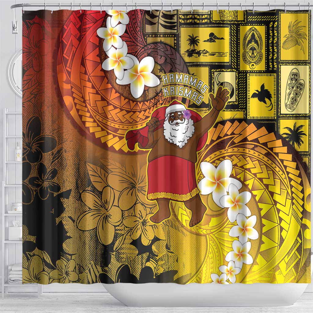 Papua New Guinea Retro Christmas Shower Curtain Hamamas Krismas LT05 - Polynesian Pride