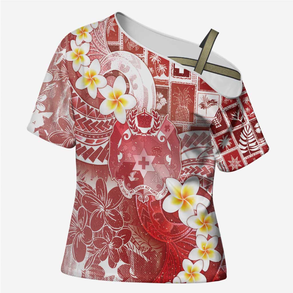 Tonga Christmas Cross Shoulder Shirt Kilisimasi Fiefia Retro Style Red LT05 Female Red - Polynesian Pride