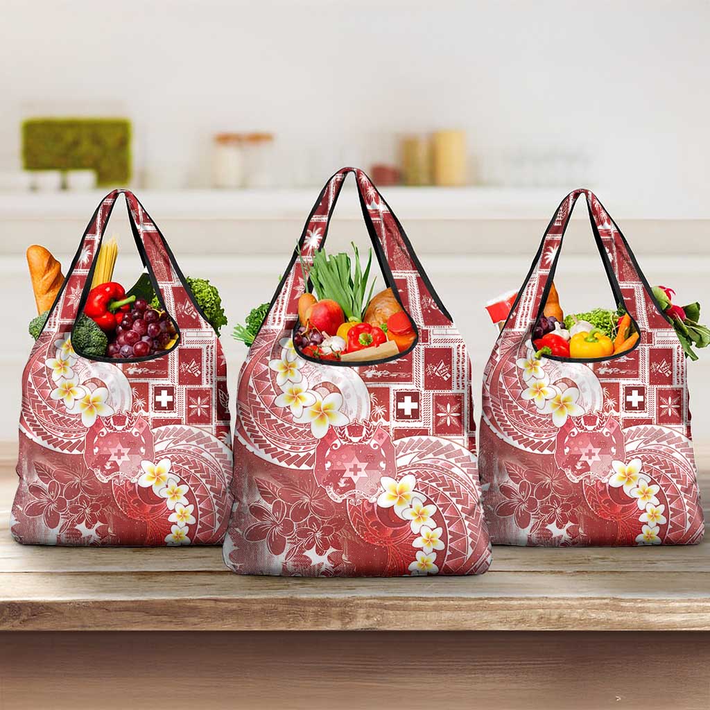 Tonga Christmas Grocery Bag Kilisimasi Fiefia Retro Style Red LT05 3-pack One Size Red - Polynesian Pride