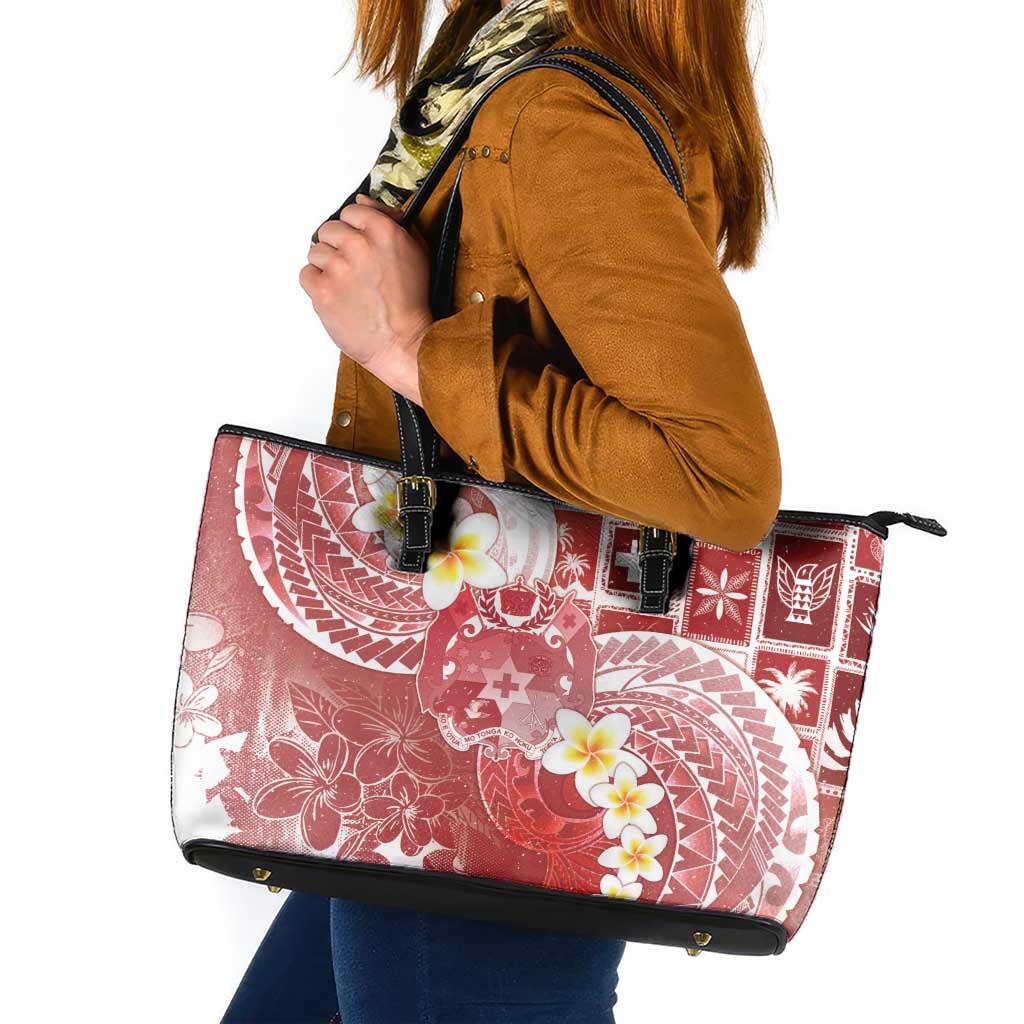 Tonga Christmas Leather Tote Bag Kilisimasi Fiefia Retro Style Red LT05 Red - Polynesian Pride