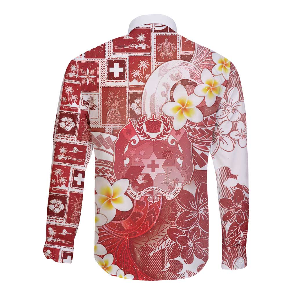 Tonga Christmas Long Sleeve Button Shirt Kilisimasi Fiefia Retro Style Red LT05 - Polynesian Pride