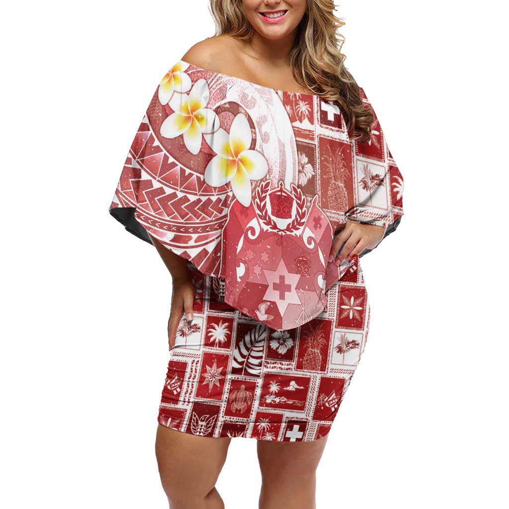 Tonga Christmas Off Shoulder Short Dress Kilisimasi Fiefia Retro Style Red LT05 Women Red - Polynesian Pride