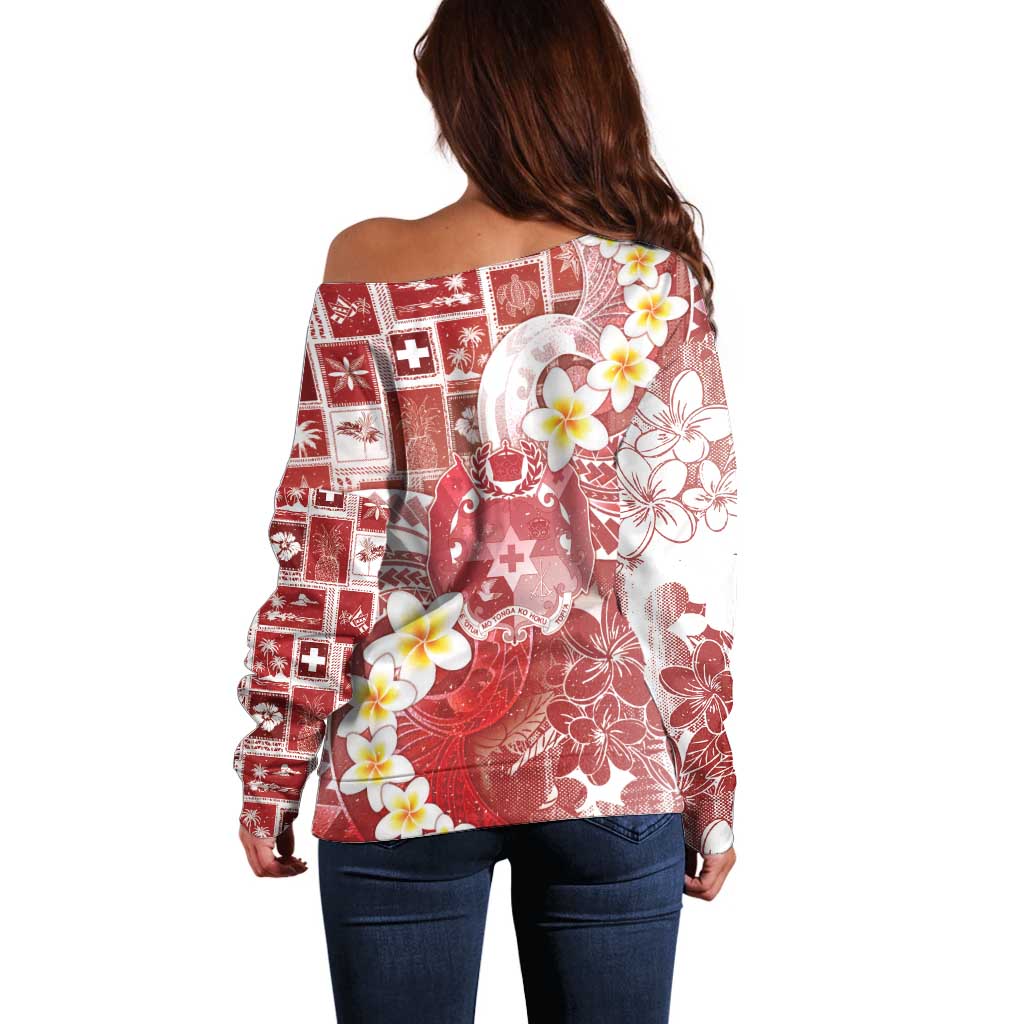 Tonga Christmas Off Shoulder Sweater Kilisimasi Fiefia Retro Style Red LT05 - Polynesian Pride
