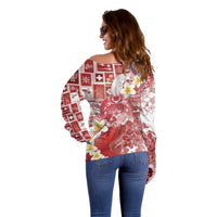 Tonga Christmas Off Shoulder Sweater Kilisimasi Fiefia Retro Style Red LT05 - Polynesian Pride