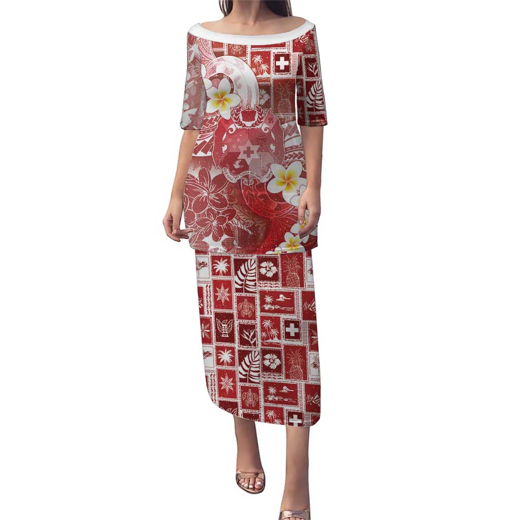 Tonga Christmas Puletasi Kilisimasi Fiefia Retro Style Red LT05 Long Dress Red - Polynesian Pride