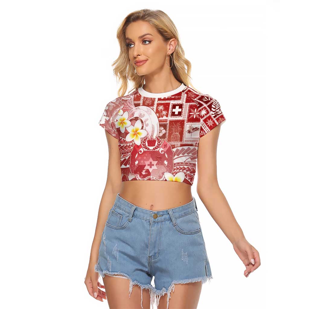 Tonga Christmas Raglan Cropped T Shirt Kilisimasi Fiefia Retro Style Red LT05 Female Red - Polynesian Pride