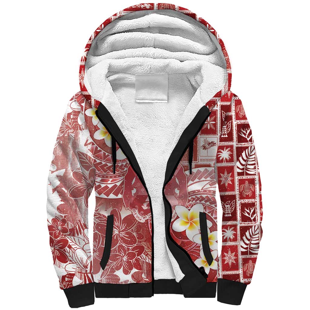 Tonga Christmas Sherpa Hoodie Kilisimasi Fiefia Retro Style Red LT05 Unisex Red - Polynesian Pride