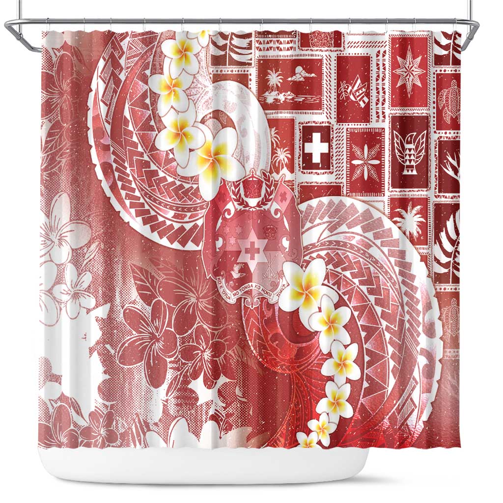 Tonga Christmas Shower Curtain Kilisimasi Fiefia Retro Style Red LT05 Red - Polynesian Pride