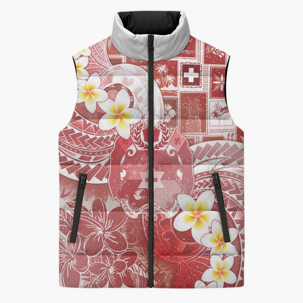 Tonga Christmas Sleeveless Puffer Jacket Kilisimasi Fiefia Retro Style Red LT05 Unisex Red - Polynesian Pride