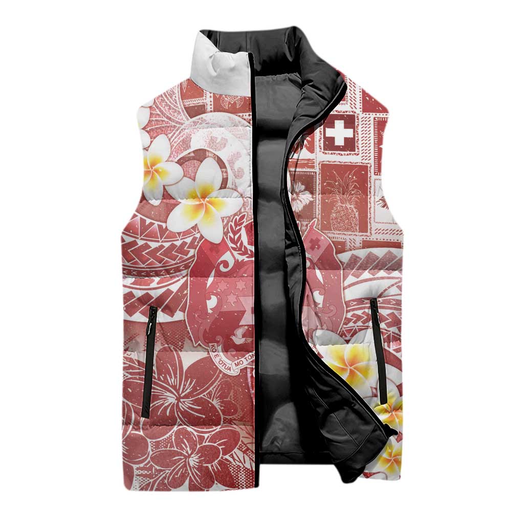 Tonga Christmas Sleeveless Puffer Jacket Kilisimasi Fiefia Retro Style Red LT05 - Polynesian Pride