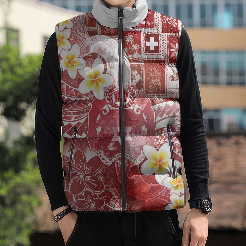 Tonga Christmas Sleeveless Puffer Jacket Kilisimasi Fiefia Retro Style Red LT05 - Polynesian Pride