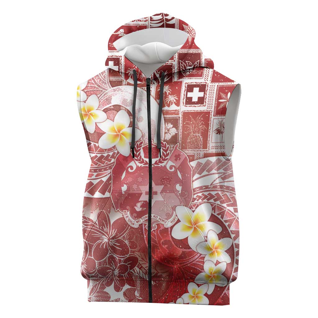 Tonga Christmas Sleeveless Zip Hoodie Kilisimasi Fiefia Retro Style Red LT05 Red - Polynesian Pride