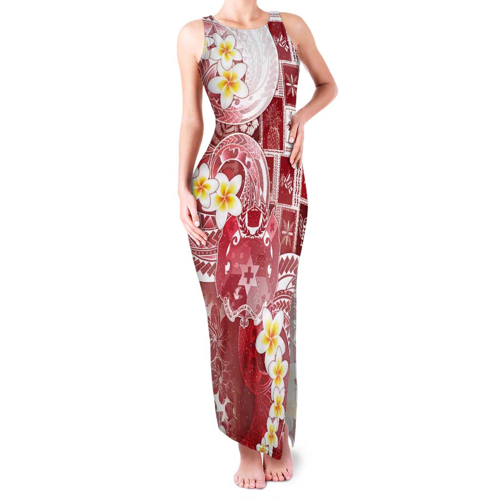 Tonga Christmas Tank Maxi Dress Kilisimasi Fiefia Retro Style Red LT05 Women Red - Polynesian Pride