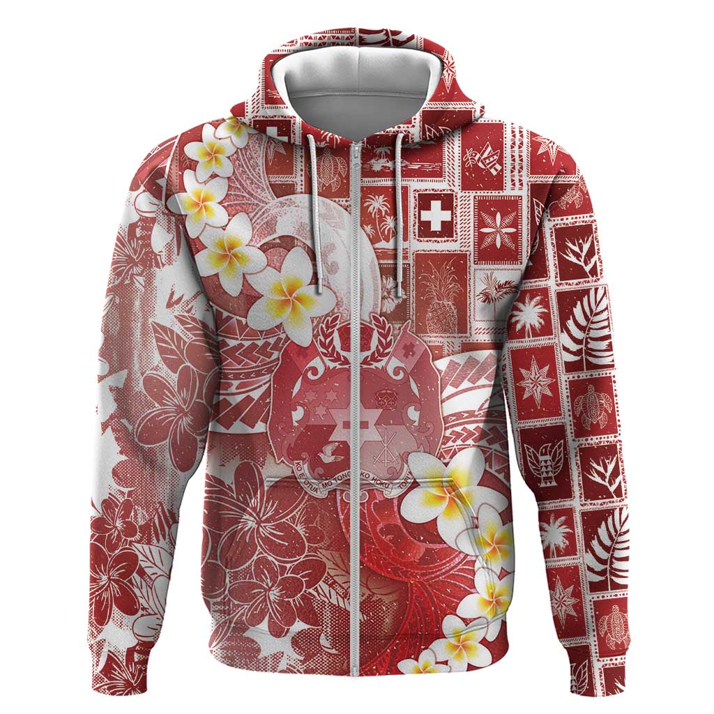 Tonga Christmas Zip Hoodie Kilisimasi Fiefia Retro Style Red LT05 Zip Hoodie Red - Polynesian Pride