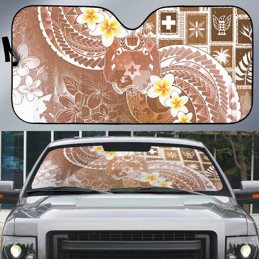 Tonga Christmas Auto Sun Shade Kilisimasi Fiefia Retro Style Brown LT05 Brown - Polynesian Pride