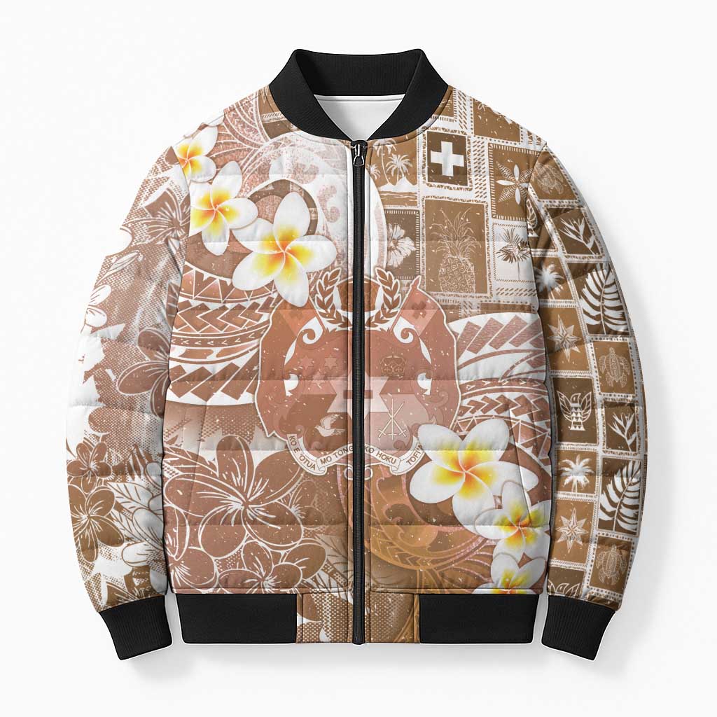 Tonga Christmas Bomber Puffer Jacket Kilisimasi Fiefia Retro Style Brown LT05 Unisex Brown - Polynesian Pride