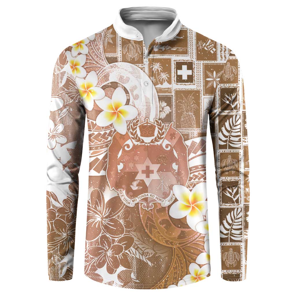 Tonga Christmas Button Sweatshirt Kilisimasi Fiefia Retro Style Brown LT05 Brown - Polynesian Pride