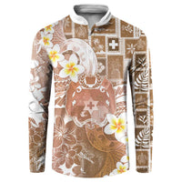 Tonga Christmas Button Sweatshirt Kilisimasi Fiefia Retro Style Brown LT05 Brown - Polynesian Pride