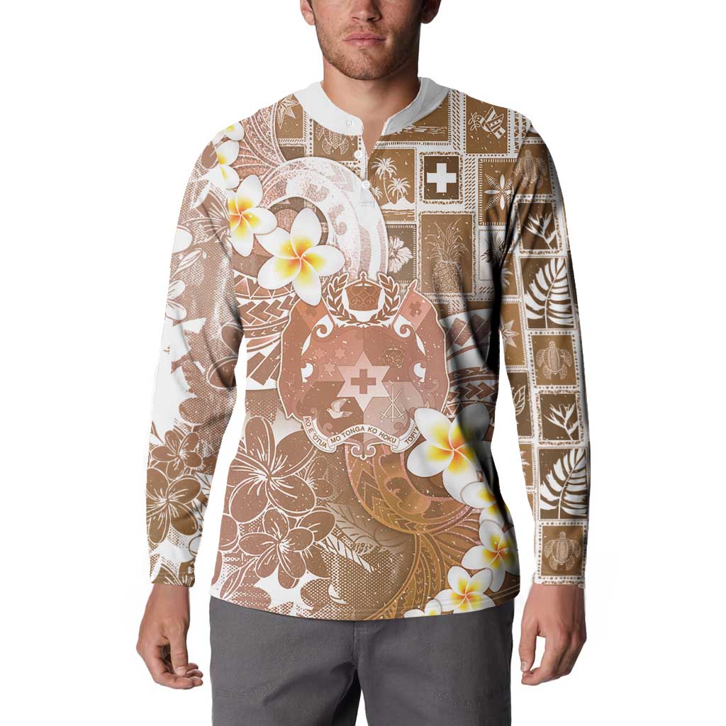 Tonga Christmas Button Sweatshirt Kilisimasi Fiefia Retro Style Brown LT05 - Polynesian Pride