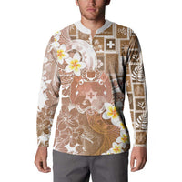 Tonga Christmas Button Sweatshirt Kilisimasi Fiefia Retro Style Brown LT05 - Polynesian Pride