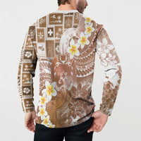Tonga Christmas Button Sweatshirt Kilisimasi Fiefia Retro Style Brown LT05 - Polynesian Pride