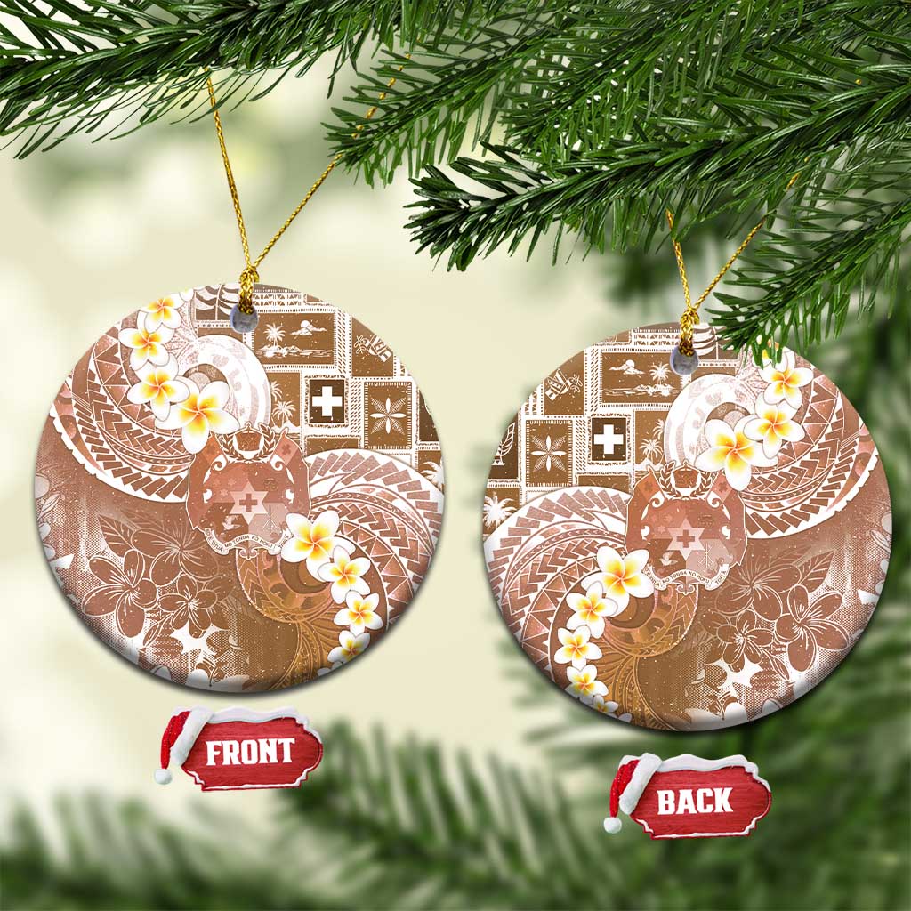 Tonga Christmas Ceramic Ornament Kilisimasi Fiefia Retro Style Brown LT05 Circle Brown - Polynesian Pride