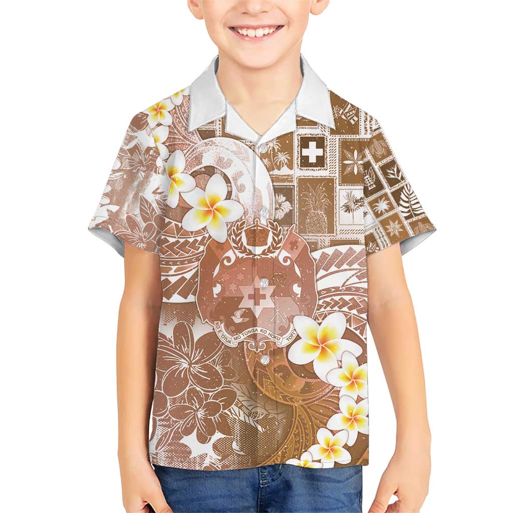 Tonga Christmas Kid Hawaiian Shirt Kilisimasi Fiefia Retro Style Brown LT05 Kid Brown - Polynesian Pride