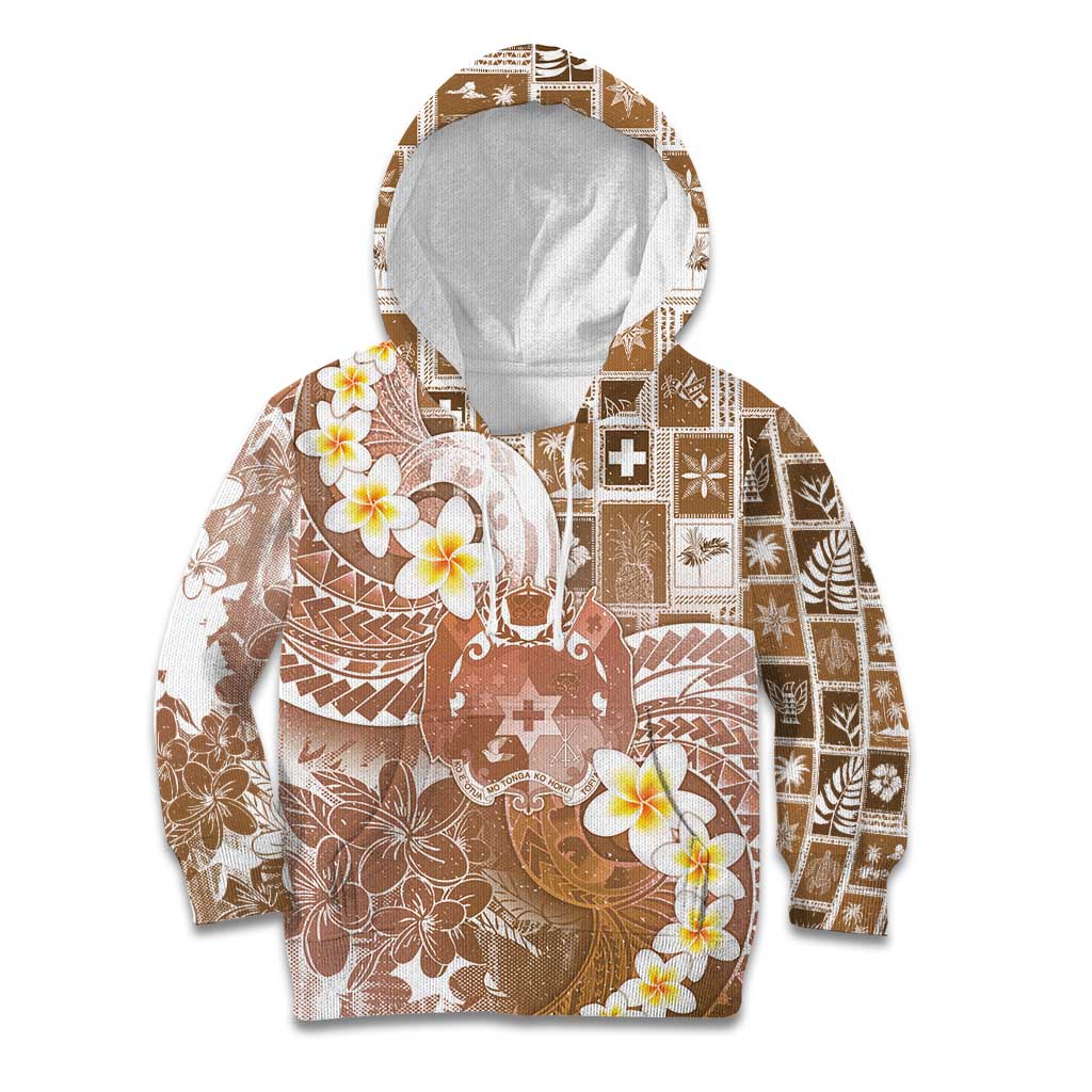 Tonga Christmas Kid Hoodie Kilisimasi Fiefia Retro Style Brown LT05 Hoodie Brown - Polynesian Pride